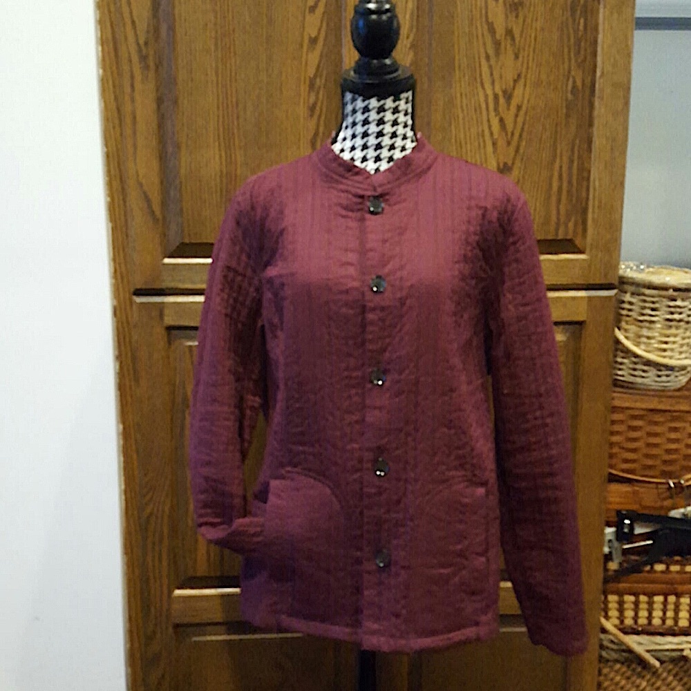 Reversible Quilted Button Down Jacket Size L/Xl - image 1